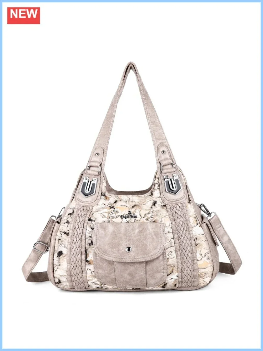 Washed Vegan Leather Crossbody Hobo Satchel Tote Shoulder Bag